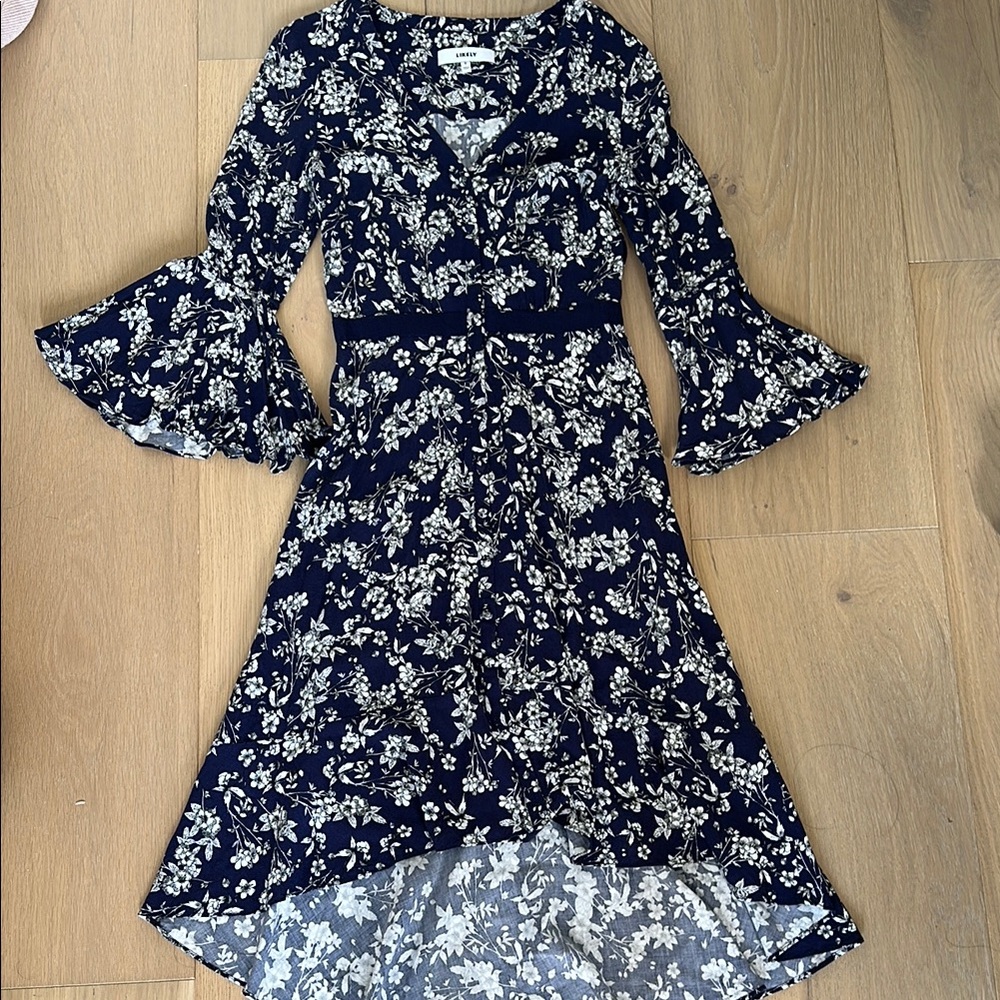Likely Navy Floral Midi Dress